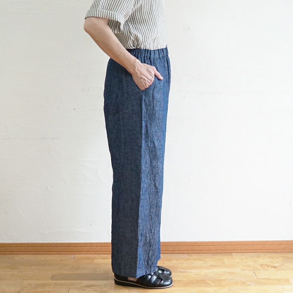 Branch m‘.,ブランチエム,ナチュラル,30代,40代,50代,60代,リネン,麻,ゆったり,パンツ,デニム,デニムパンツ,リネンデニム,ワイドパンツ,ワイドストレートパンツ,ストレートパンツ,デニムワイドパンツ,