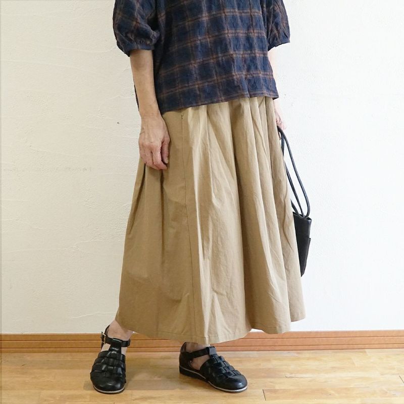 Branch m‘.,ブランチエム,ナチュラル,30代,40代,50代,60代,リネン,ゆったり,麻,コットンリネン,綿麻,スカート,チノスカート,タックスカート,フレアスカート