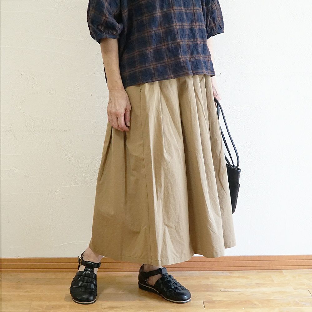 Branch m‘.,ブランチエム,ナチュラル,30代,40代,50代,60代,リネン,ゆったり,麻,コットンリネン,綿麻,スカート,チノスカート,タックスカート,フレアスカート