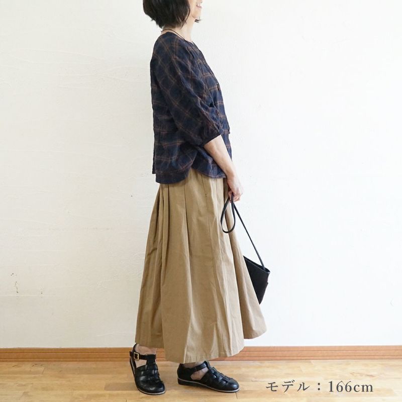Branch m‘.,ブランチエム,ナチュラル,30代,40代,50代,60代,リネン,ゆったり,麻,コットンリネン,綿麻,スカート,チノスカート,タックスカート,フレアスカート