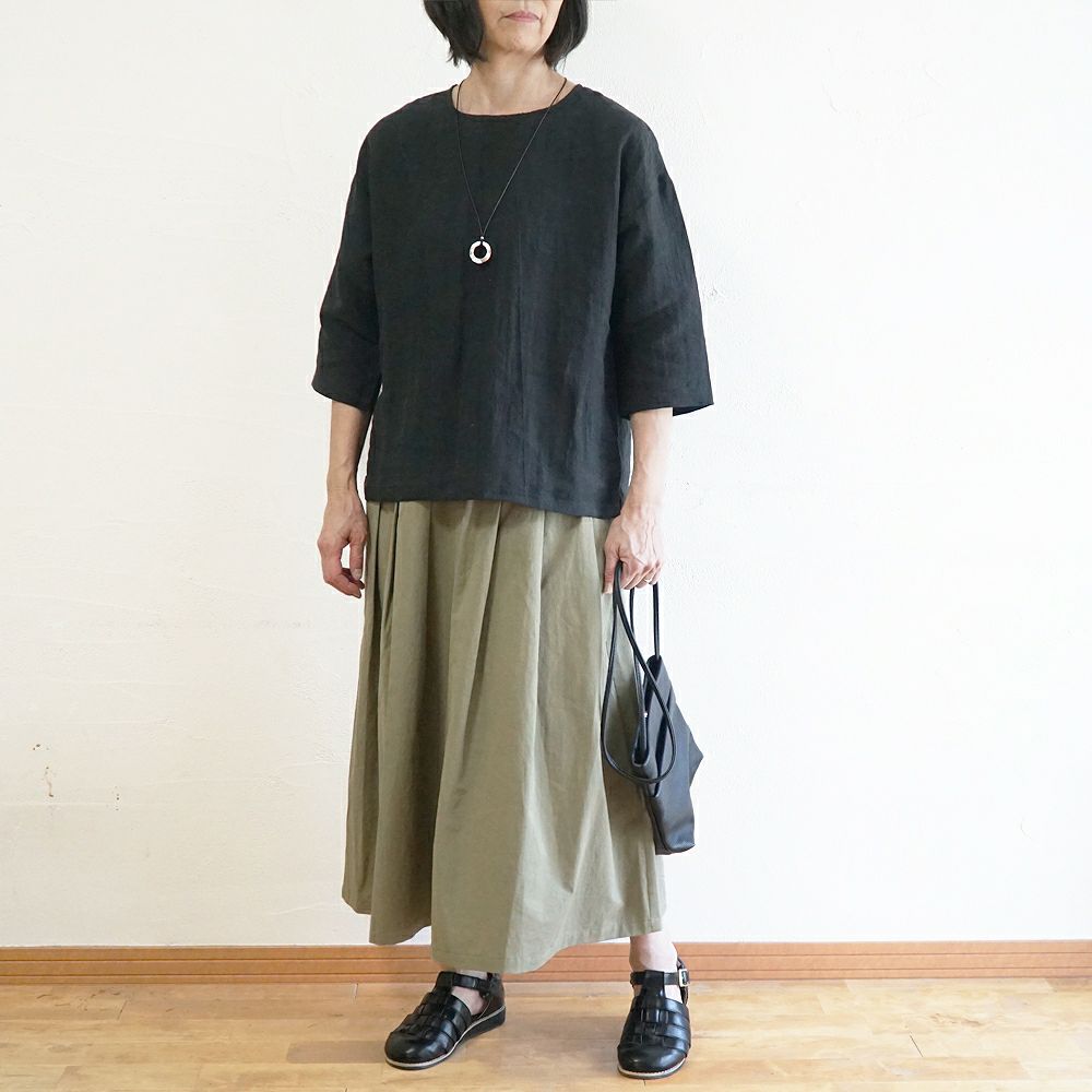 Branch m‘.,ブランチエム,ナチュラル,30代,40代,50代,60代,リネン,ゆったり,麻,コットンリネン,綿麻,スカート,チノスカート,タックスカート,フレアスカート