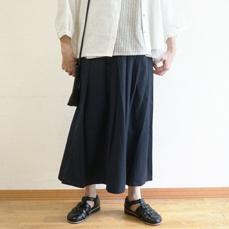 Branch m‘.,ブランチエム,ナチュラル,30代,40代,50代,60代,リネン,ゆったり,麻,コットンリネン,綿麻,スカート,チノスカート,タックスカート,フレアスカート