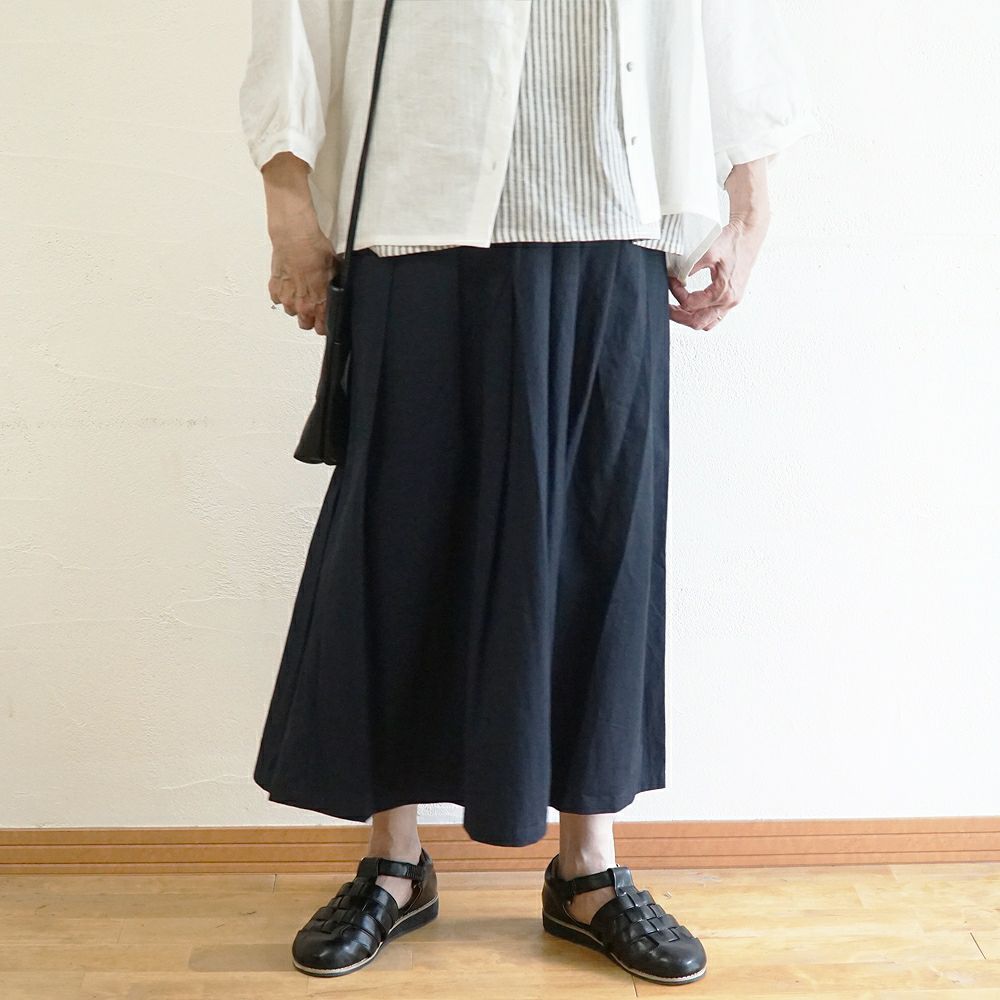 Branch m‘.,ブランチエム,ナチュラル,30代,40代,50代,60代,リネン,ゆったり,麻,コットンリネン,綿麻,スカート,チノスカート,タックスカート,フレアスカート