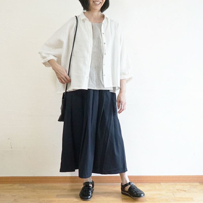 Branch m‘.,ブランチエム,ナチュラル,30代,40代,50代,60代,リネン,ゆったり,麻,コットンリネン,綿麻,スカート,チノスカート,タックスカート,フレアスカート