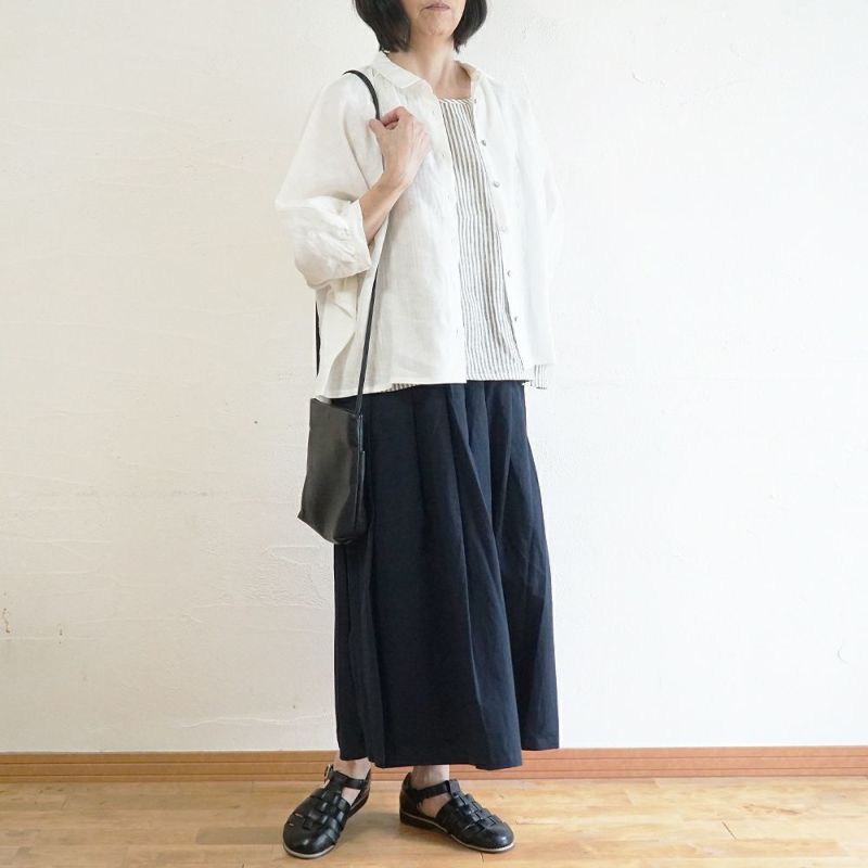 Branch m‘.,ブランチエム,ナチュラル,30代,40代,50代,60代,リネン,ゆったり,麻,コットンリネン,綿麻,スカート,チノスカート,タックスカート,フレアスカート