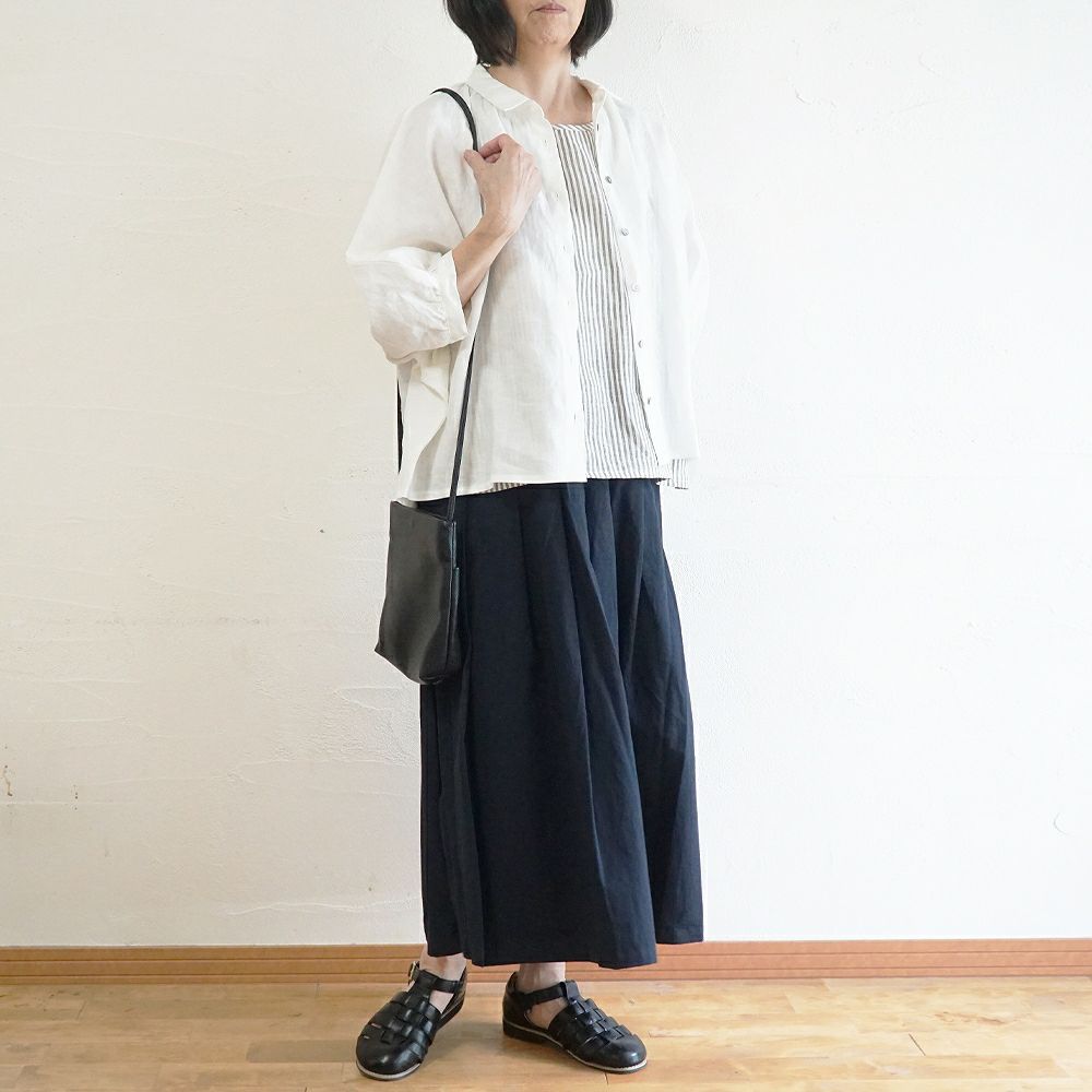 Branch m‘.,ブランチエム,ナチュラル,30代,40代,50代,60代,リネン,ゆったり,麻,コットンリネン,綿麻,スカート,チノスカート,タックスカート,フレアスカート