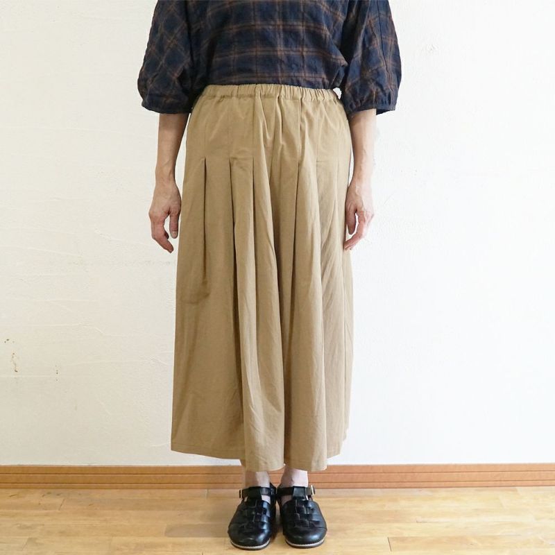 Branch m‘.,ブランチエム,ナチュラル,30代,40代,50代,60代,リネン,ゆったり,麻,コットンリネン,綿麻,スカート,チノスカート,タックスカート,フレアスカート