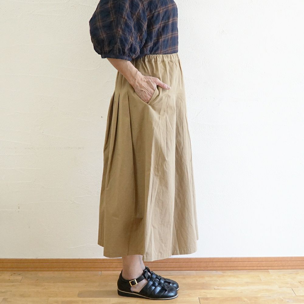 Branch m‘.,ブランチエム,ナチュラル,30代,40代,50代,60代,リネン,ゆったり,麻,コットンリネン,綿麻,スカート,チノスカート,タックスカート,フレアスカート