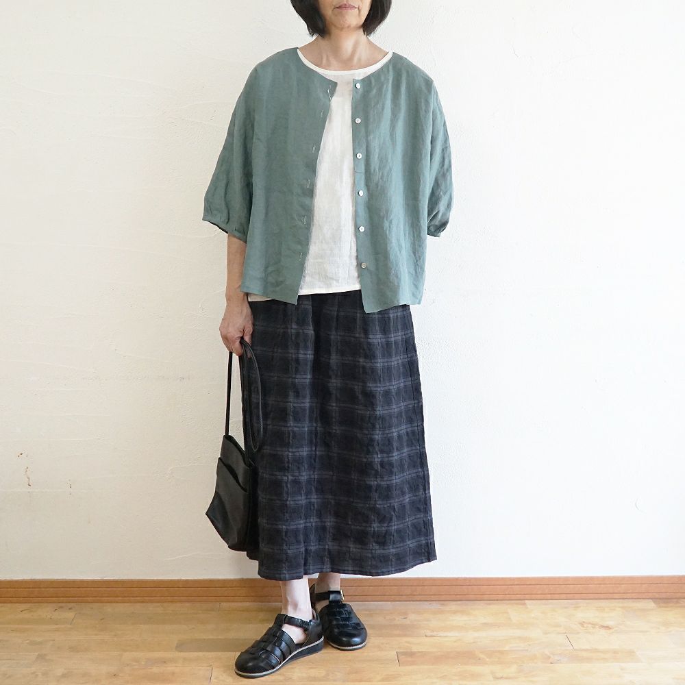 Branch m‘.,ブランチエム,ナチュラル,30代,40代,50代,60代,コットン,ゆったり,綿,チェック,スカート,ギャザースカート,チェックスカート,シャーリングチェック,