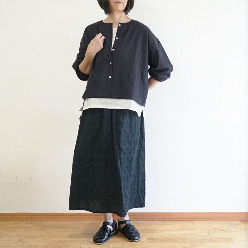 Branch m‘.,ブランチエム,ナチュラル,30代,40代,50代,60代,コットン,ゆったり,綿,チェック,スカート,ギャザースカート,チェックスカート,シャーリングチェック,