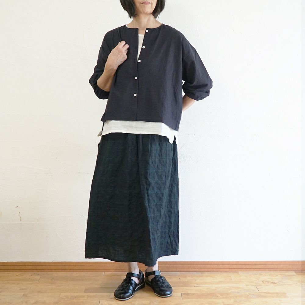 Branch m‘.,ブランチエム,ナチュラル,30代,40代,50代,60代,コットン,ゆったり,綿,チェック,スカート,ギャザースカート,チェックスカート,シャーリングチェック,