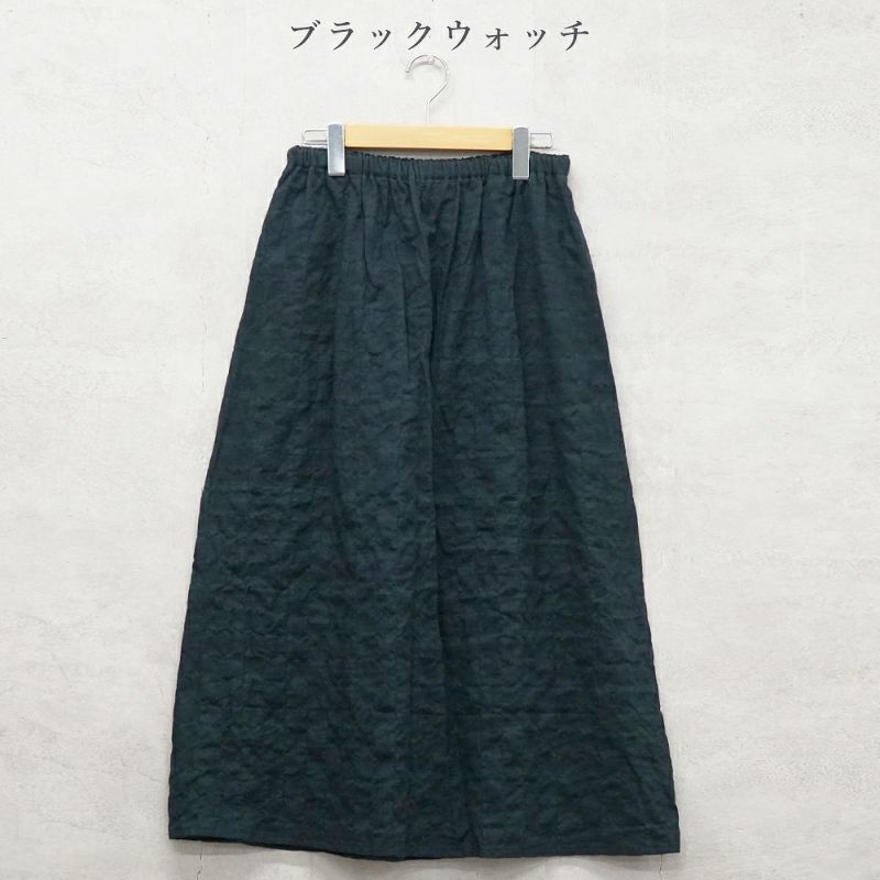 Branch m‘.,ブランチエム,ナチュラル,30代,40代,50代,60代,コットン,ゆったり,綿,チェック,スカート,ギャザースカート,チェックスカート,シャーリングチェック,