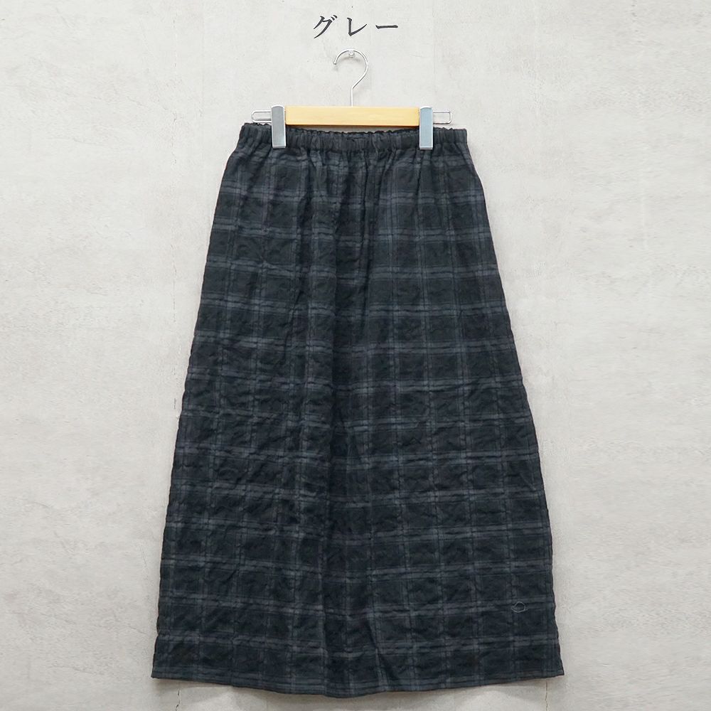 Branch m‘.,ブランチエム,ナチュラル,30代,40代,50代,60代,コットン,ゆったり,綿,チェック,スカート,ギャザースカート,チェックスカート,シャーリングチェック,