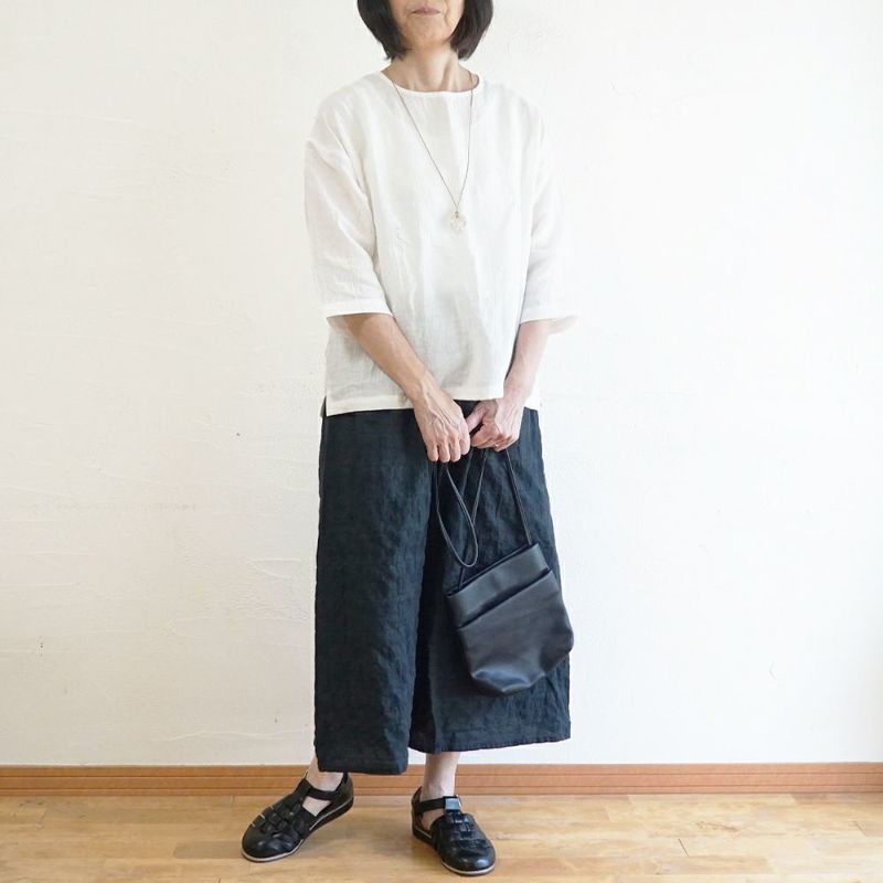 Branch m‘.,ブランチエム,ナチュラル,30代,40代,50代,60代,リネン,ゆったり,ブラウス,リネンブラウス,7分袖,プルオーバー,プルオーバーブラウス, Tシャツ