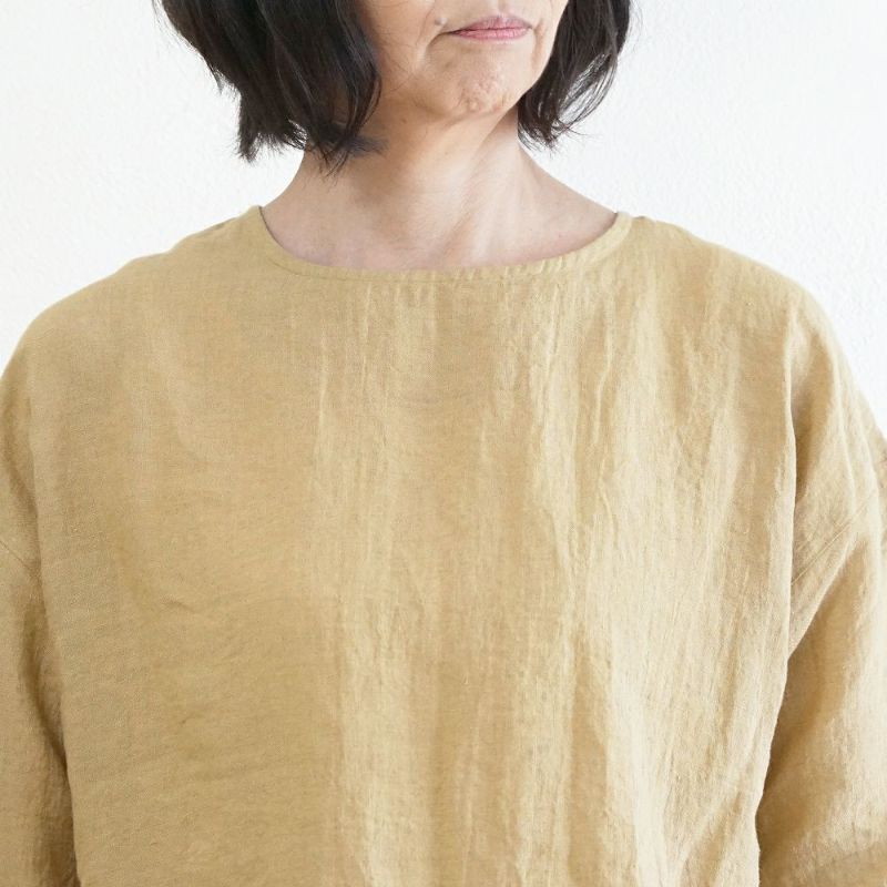 Branch m‘.,ブランチエム,ナチュラル,30代,40代,50代,60代,リネン,ゆったり,ブラウス,リネンブラウス,7分袖,プルオーバー,プルオーバーブラウス, Tシャツ