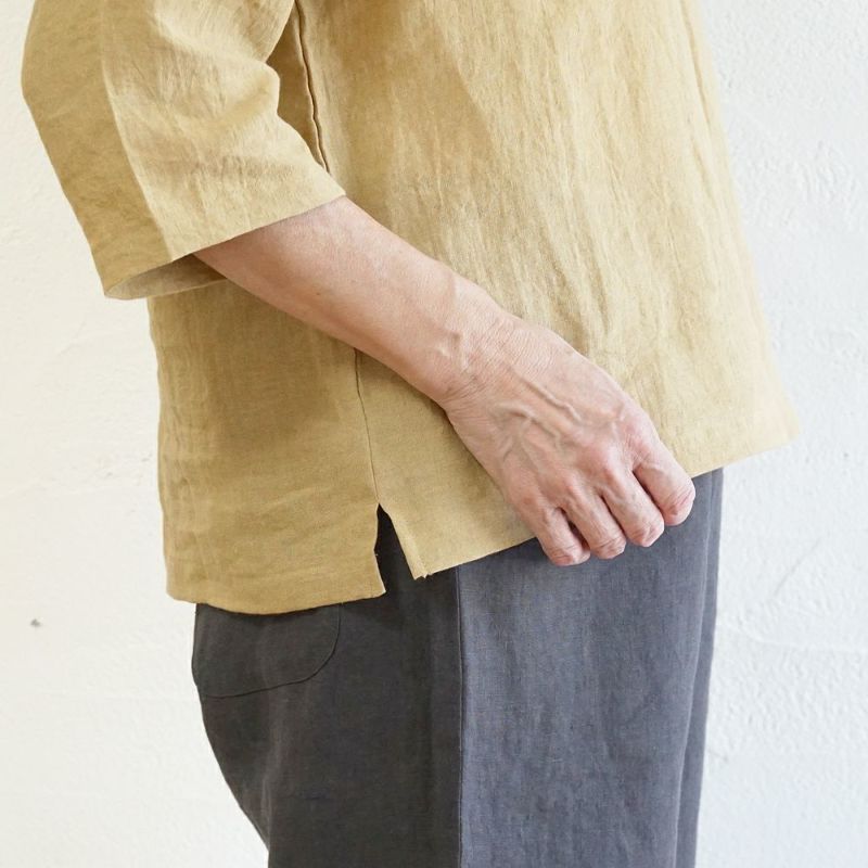 Branch m‘.,ブランチエム,ナチュラル,30代,40代,50代,60代,リネン,ゆったり,ブラウス,リネンブラウス,7分袖,プルオーバー,プルオーバーブラウス, Tシャツ