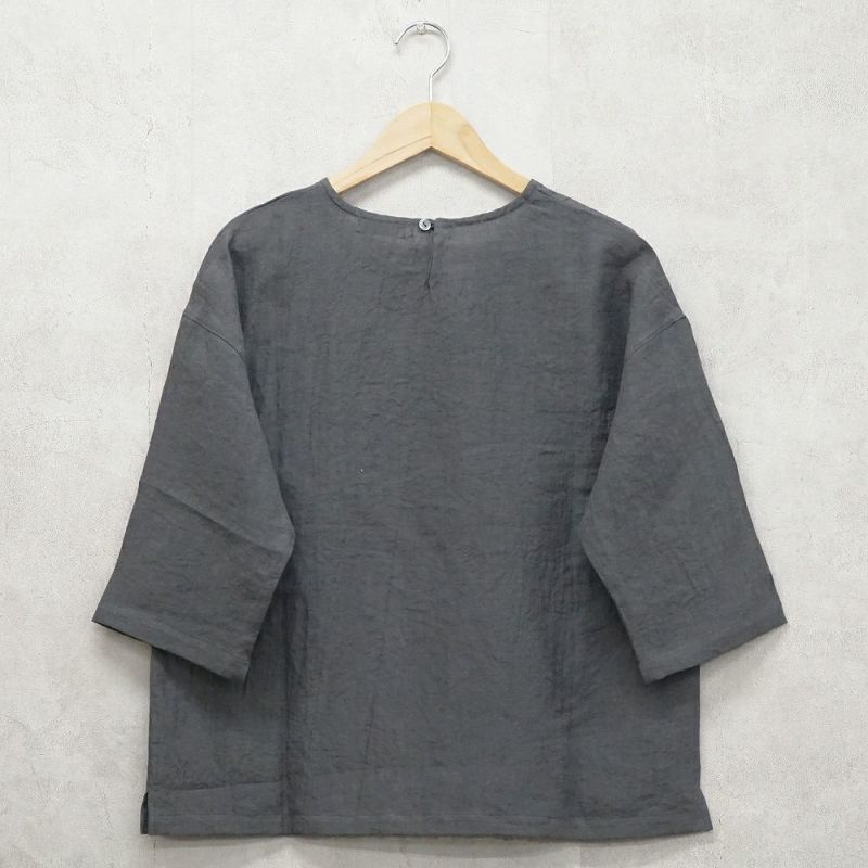 Branch m‘.,ブランチエム,ナチュラル,30代,40代,50代,60代,リネン,ゆったり,ブラウス,リネンブラウス,7分袖,プルオーバー,プルオーバーブラウス, Tシャツ