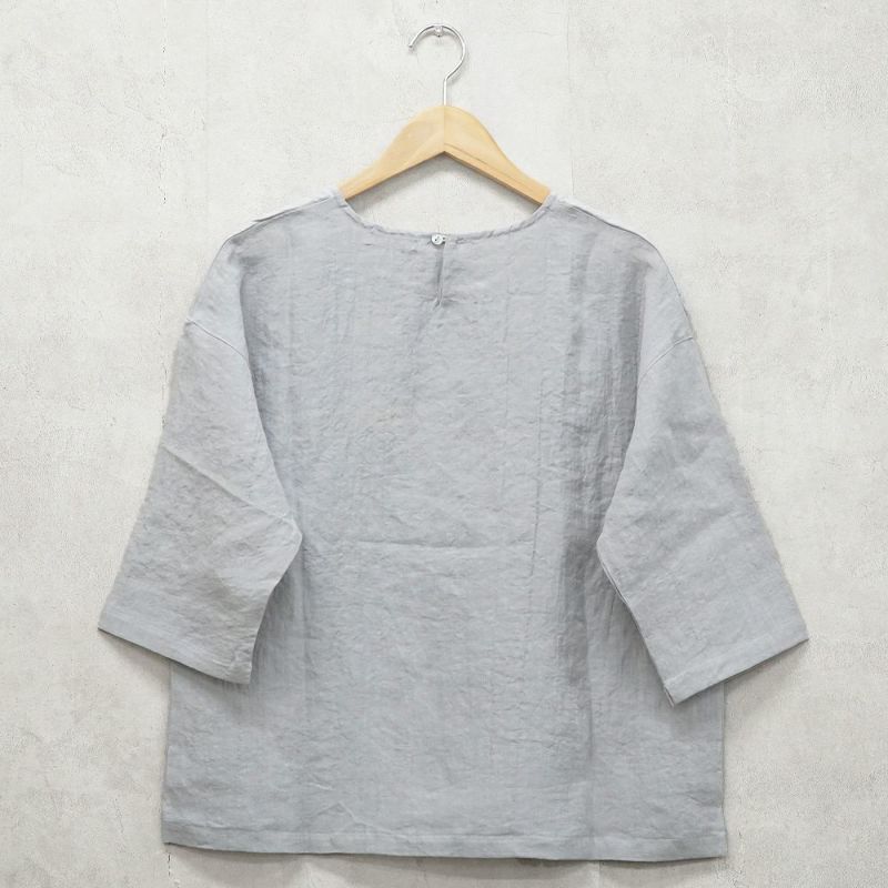 Branch m‘.,ブランチエム,ナチュラル,30代,40代,50代,60代,リネン,ゆったり,ブラウス,リネンブラウス,7分袖,プルオーバー,プルオーバーブラウス, Tシャツ