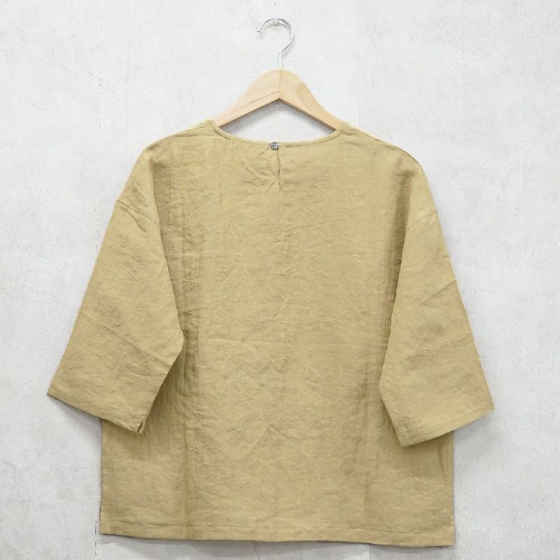 Branch m‘.,ブランチエム,ナチュラル,30代,40代,50代,60代,リネン,ゆったり,ブラウス,リネンブラウス,7分袖,プルオーバー,プルオーバーブラウス, Tシャツ