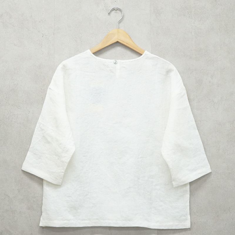 Branch m‘.,ブランチエム,ナチュラル,30代,40代,50代,60代,リネン,ゆったり,ブラウス,リネンブラウス,7分袖,プルオーバー,プルオーバーブラウス, Tシャツ