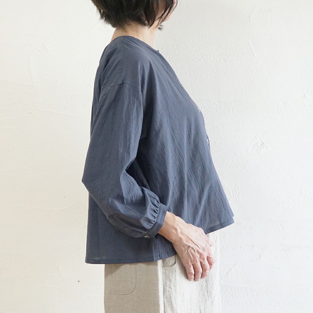 Branch m‘.,ブランチエム,ナチュラル,30代,40代,50代,60代,コットン,綿,ゆったり,ブラウス,コットンブラウス,綿ローン,東炊き,シアーブラウス,シアーシャツ,ノーカラーブラウス