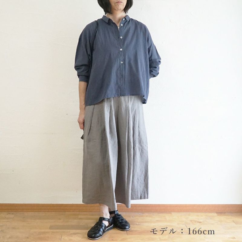 Branch m‘.,ブランチエム,ナチュラル,30代,40代,50代,60代,コットン,綿,ゆったり,ブラウス,コットンブラウス,綿ローン,東炊き,シアーブラウス,シアーシャツ,ノーカラーブラウス