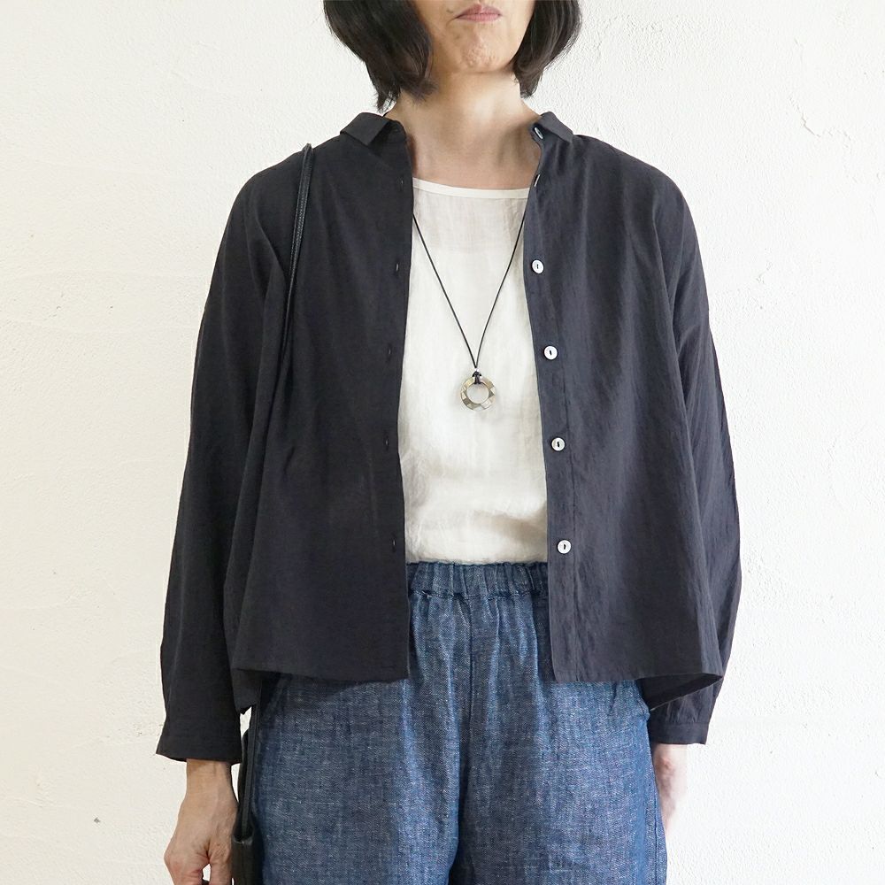 Branch m‘.,ブランチエム,ナチュラル,30代,40代,50代,60代,コットン,綿,ゆったり,ブラウス,コットンブラウス,綿ローン,東炊き,シアーブラウス,シアーシャツ,ノーカラーブラウス