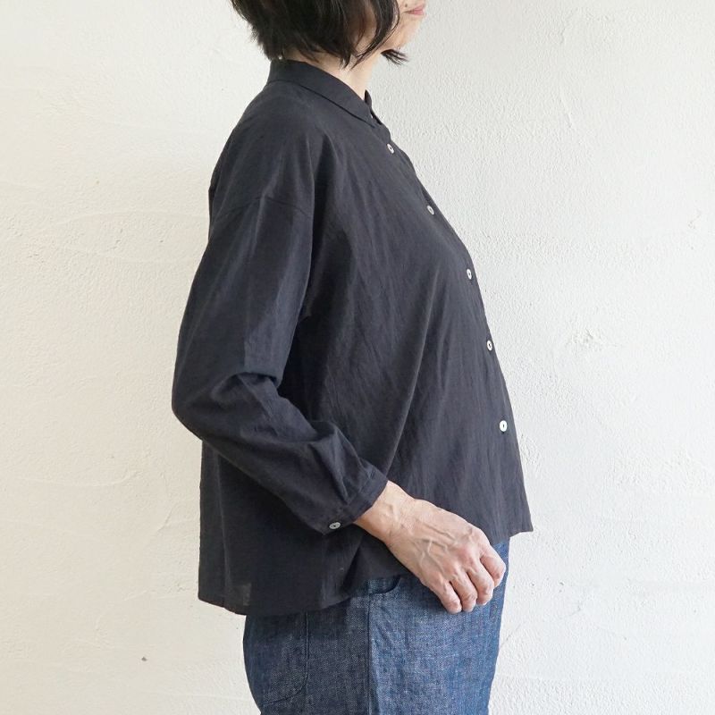 Branch m‘.,ブランチエム,ナチュラル,30代,40代,50代,60代,コットン,綿,ゆったり,ブラウス,コットンブラウス,綿ローン,東炊き,シアーブラウス,シアーシャツ,ノーカラーブラウス