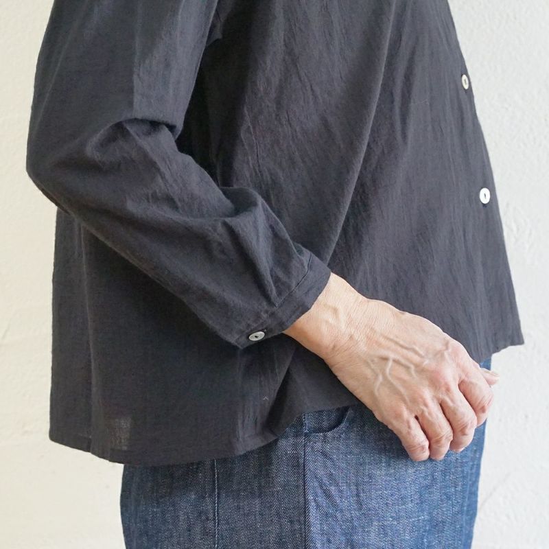 Branch m‘.,ブランチエム,ナチュラル,30代,40代,50代,60代,コットン,綿,ゆったり,ブラウス,コットンブラウス,綿ローン,東炊き,シアーブラウス,シアーシャツ,ノーカラーブラウス