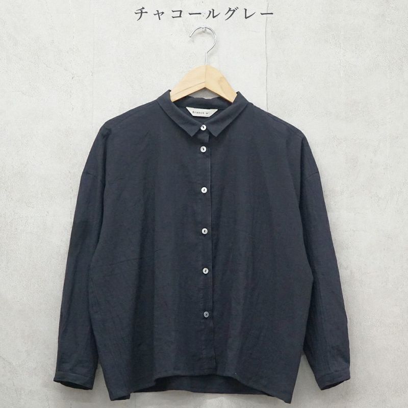 Branch m‘.,ブランチエム,ナチュラル,30代,40代,50代,60代,コットン,綿,ゆったり,ブラウス,コットンブラウス,綿ローン,東炊き,シアーブラウス,シアーシャツ,ノーカラーブラウス