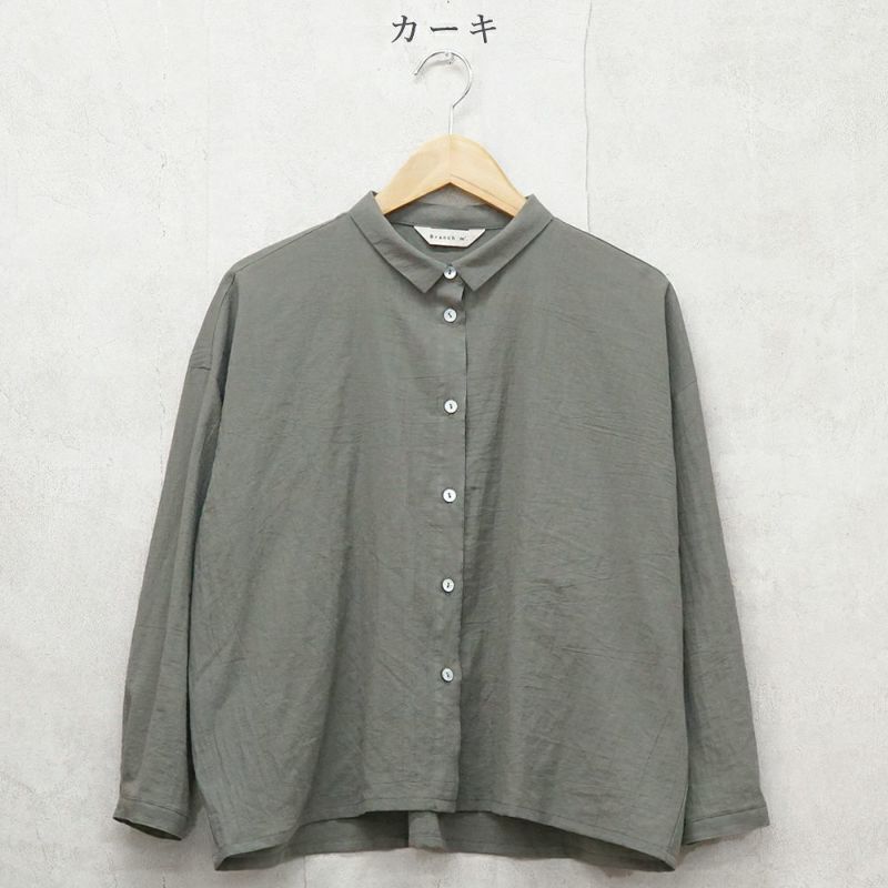 Branch m‘.,ブランチエム,ナチュラル,30代,40代,50代,60代,コットン,綿,ゆったり,ブラウス,コットンブラウス,綿ローン,東炊き,シアーブラウス,シアーシャツ,ノーカラーブラウス
