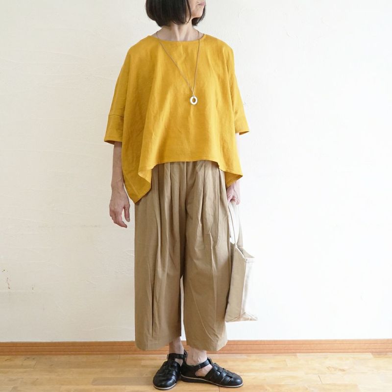Branch m‘.,ブランチエム,ナチュラル,30代,40代,50代,60代,リネン,ゆったり,ブラウス,リネンブラウス,プルオーバー,プルオーバーブラウス,Tシャツ 