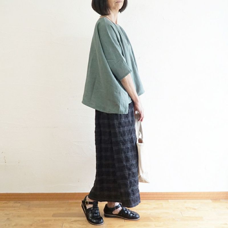 Branch m‘.,ブランチエム,ナチュラル,30代,40代,50代,60代,リネン,ゆったり,ブラウス,リネンブラウス,プルオーバー,プルオーバーブラウス,Tシャツ 