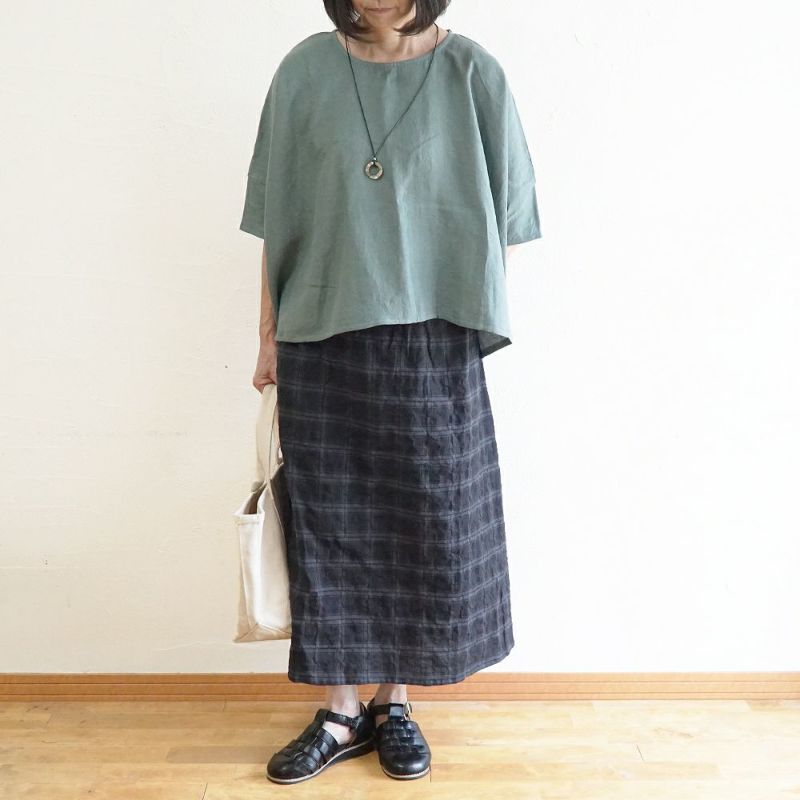 Branch m‘.,ブランチエム,ナチュラル,30代,40代,50代,60代,リネン,ゆったり,ブラウス,リネンブラウス,プルオーバー,プルオーバーブラウス,Tシャツ 