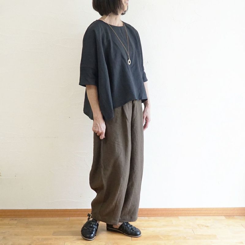 Branch m‘.,ブランチエム,ナチュラル,30代,40代,50代,60代,リネン,ゆったり,ブラウス,リネンブラウス,プルオーバー,プルオーバーブラウス,Tシャツ 