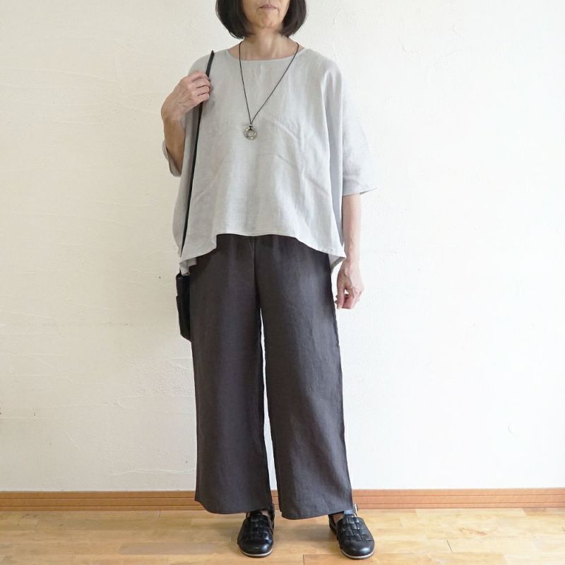 Branch m‘.,ブランチエム,ナチュラル,30代,40代,50代,60代,リネン,ゆったり,ブラウス,リネンブラウス,プルオーバー,プルオーバーブラウス,Tシャツ 