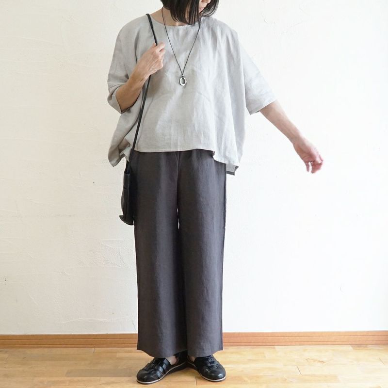Branch m‘.,ブランチエム,ナチュラル,30代,40代,50代,60代,リネン,ゆったり,ブラウス,リネンブラウス,プルオーバー,プルオーバーブラウス,Tシャツ 