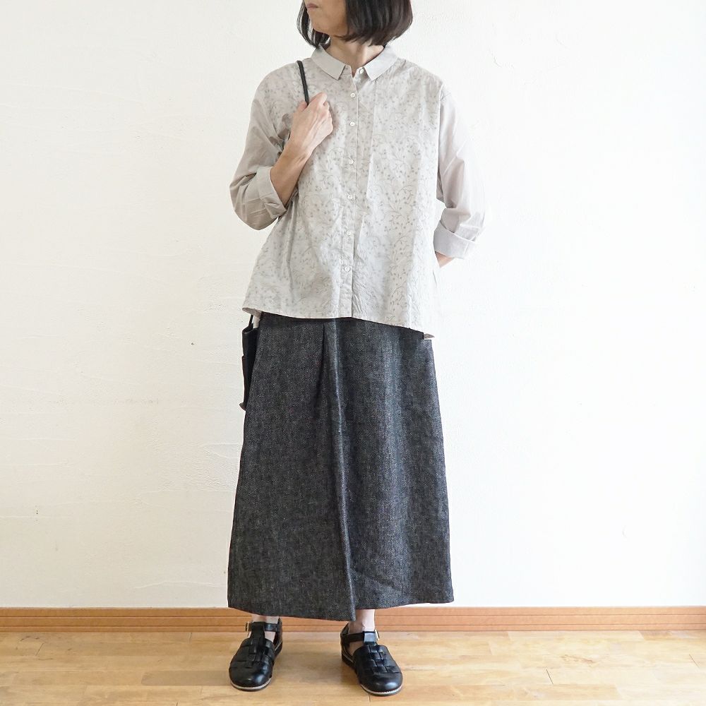 Branch m‘.,ブランチエム,ナチュラル,30代,40代,50代,60代,コットン,綿,ゆったり,blouse,ブラウス,シャツ,シャツブラウス,刺繍,刺繍ブラウス,刺繍シャツ,