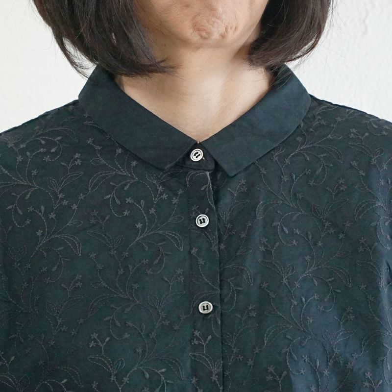 Branch m‘.,ブランチエム,ナチュラル,30代,40代,50代,60代,コットン,綿,ゆったり,blouse,ブラウス,シャツ,シャツブラウス,刺繍,刺繍ブラウス,刺繍シャツ,