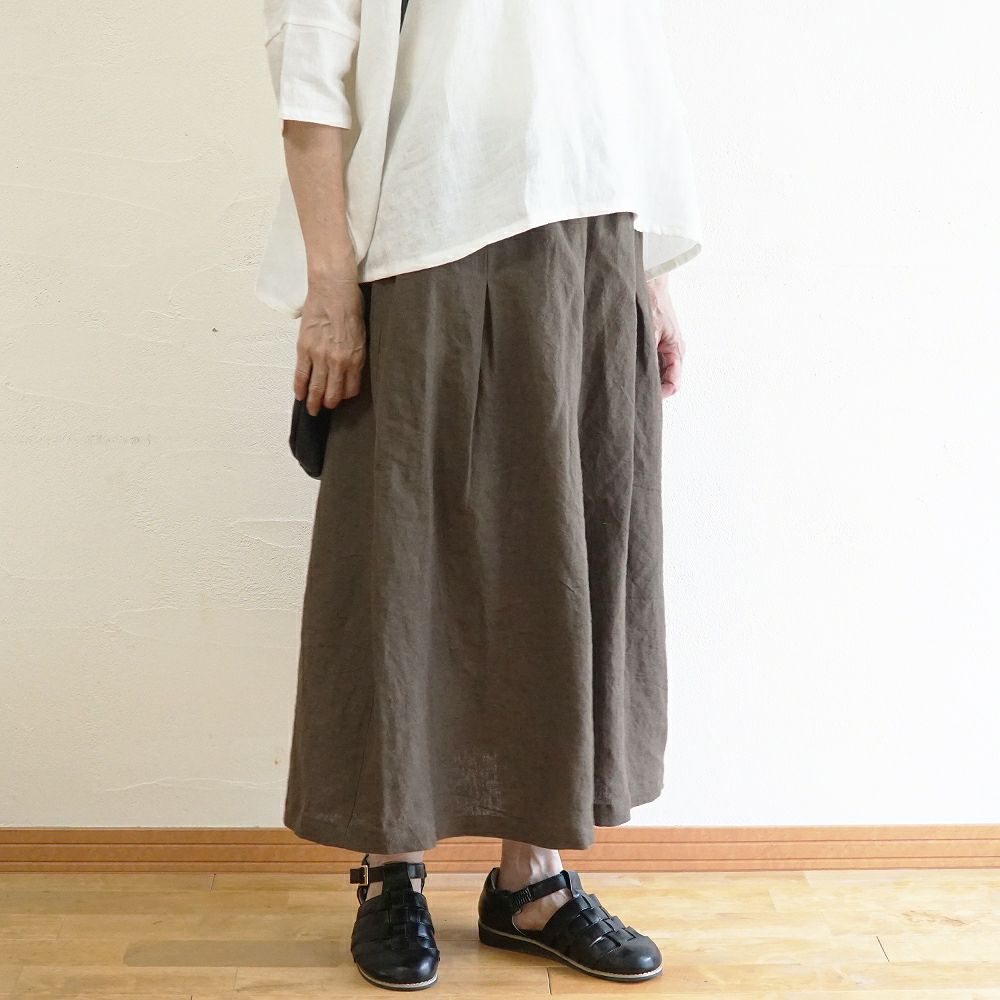 Branch m‘.,ブランチエム,ナチュラル,30代,40代,50代,60代,リネン,ゆったり,麻,skirt,スカート,リネンスカート,タックスカート,