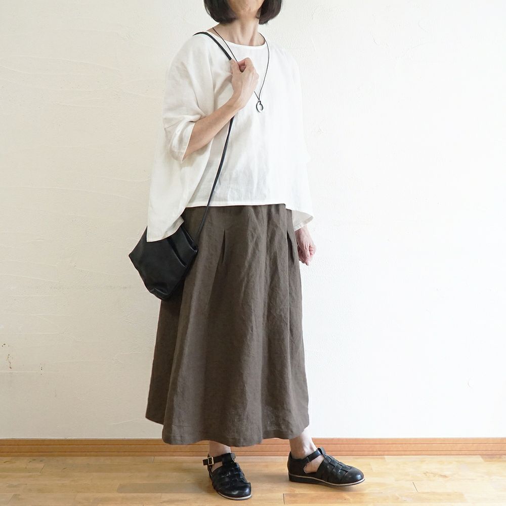 Branch m‘.,ブランチエム,ナチュラル,30代,40代,50代,60代,リネン,ゆったり,麻,skirt,スカート,リネンスカート,タックスカート,