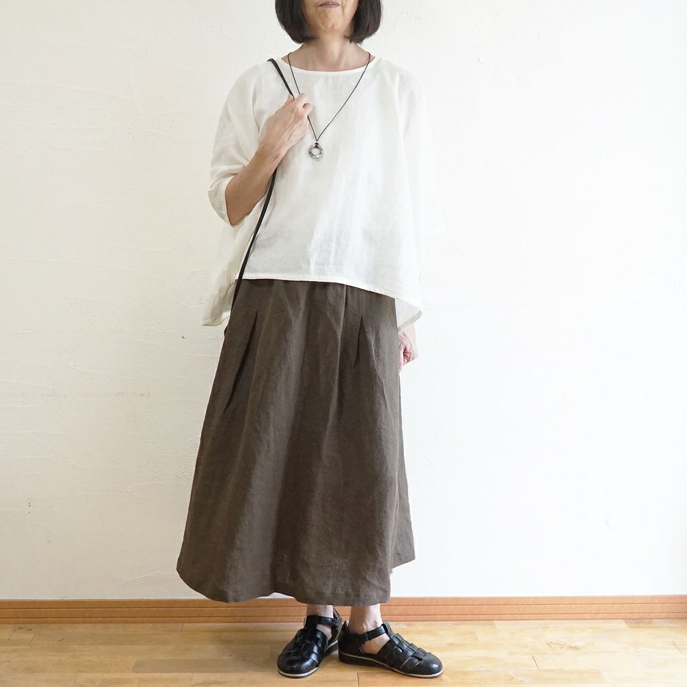 Branch m‘.,ブランチエム,ナチュラル,30代,40代,50代,60代,リネン,ゆったり,麻,skirt,スカート,リネンスカート,タックスカート,