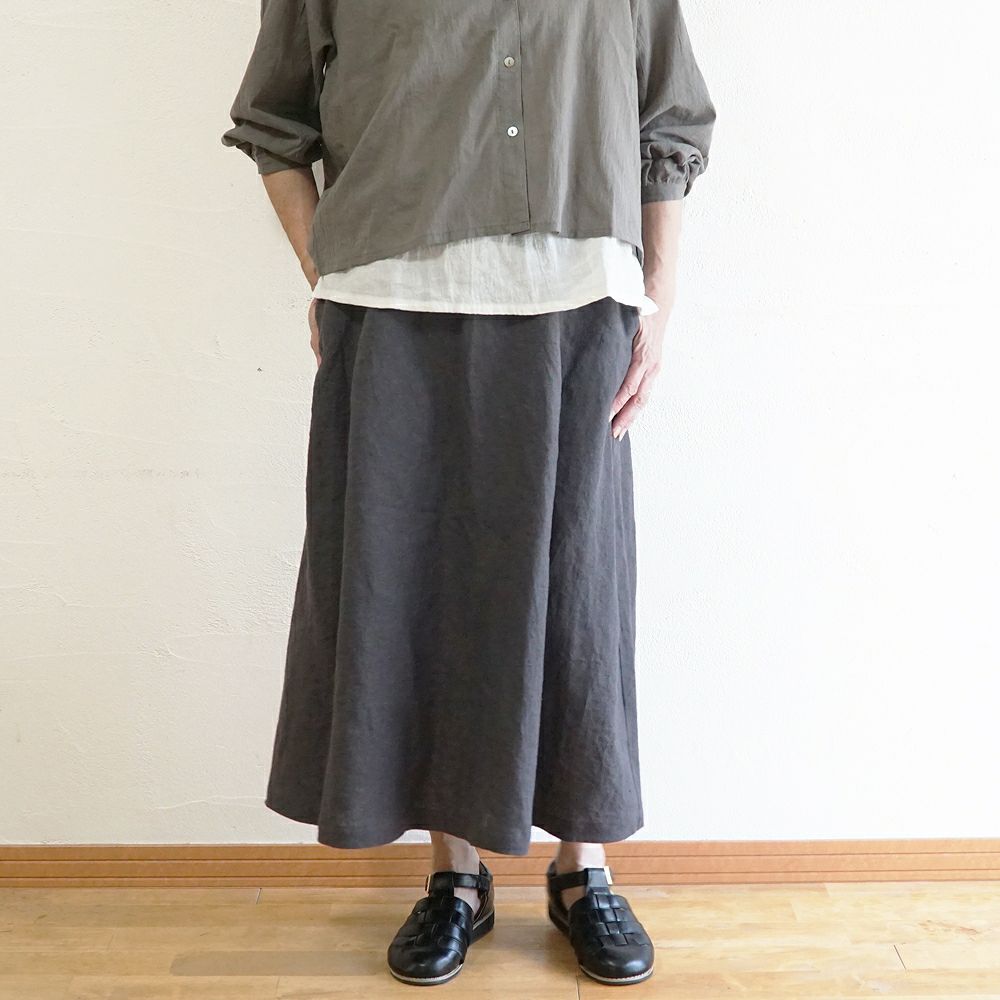 Branch m‘.,ブランチエム,ナチュラル,30代,40代,50代,60代,リネン,ゆったり,麻,skirt,スカート,リネンスカート,タックスカート,