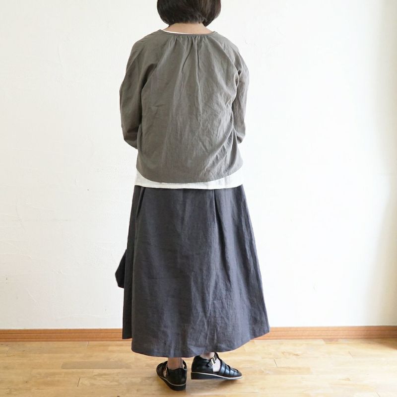 Branch m‘.,ブランチエム,ナチュラル,30代,40代,50代,60代,リネン,ゆったり,麻,skirt,スカート,リネンスカート,タックスカート,