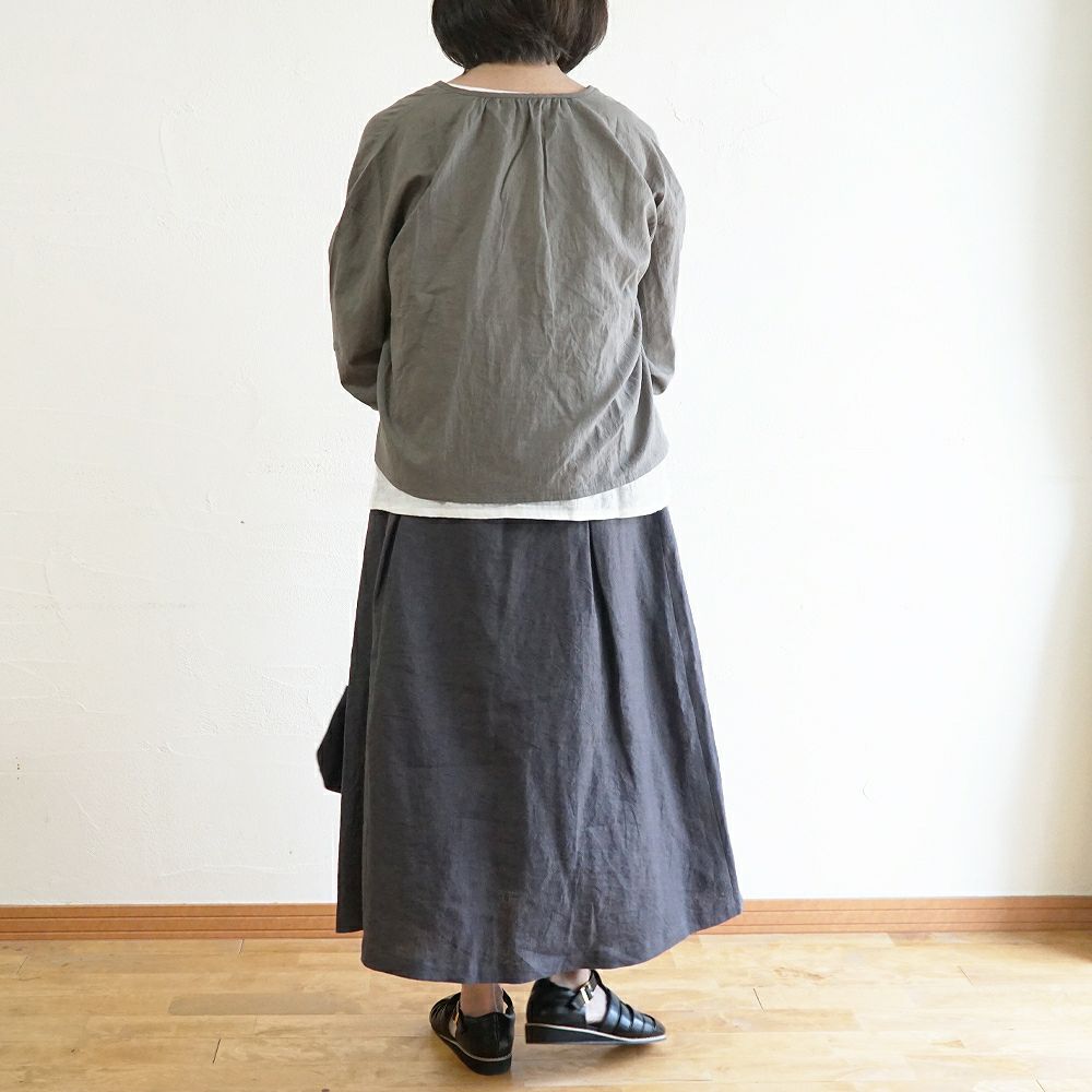Branch m‘.,ブランチエム,ナチュラル,30代,40代,50代,60代,リネン,ゆったり,麻,skirt,スカート,リネンスカート,タックスカート,