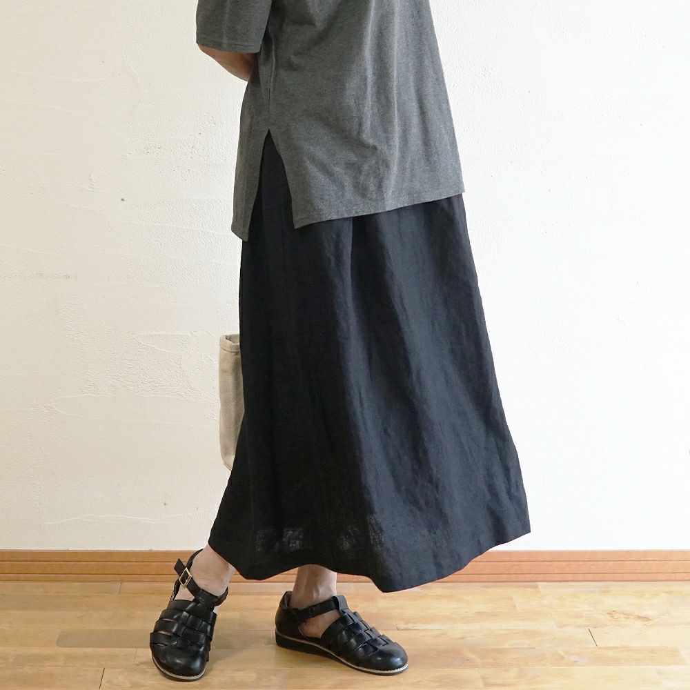 Branch m‘.,ブランチエム,ナチュラル,30代,40代,50代,60代,リネン,ゆったり,麻,skirt,スカート,リネンスカート,タックスカート,