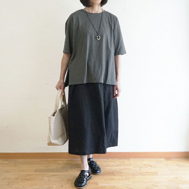 Branch m‘.,ブランチエム,ナチュラル,30代,40代,50代,60代,リネン,ゆったり,麻,skirt,スカート,リネンスカート,タックスカート,