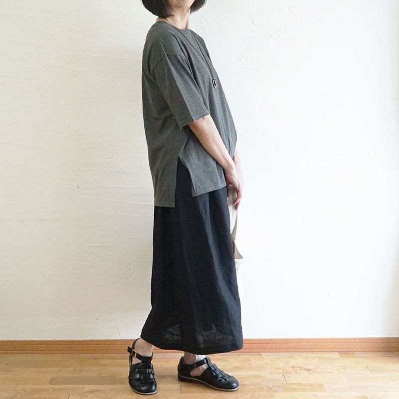 Branch m‘.,ブランチエム,ナチュラル,30代,40代,50代,60代,リネン,ゆったり,麻,skirt,スカート,リネンスカート,タックスカート,