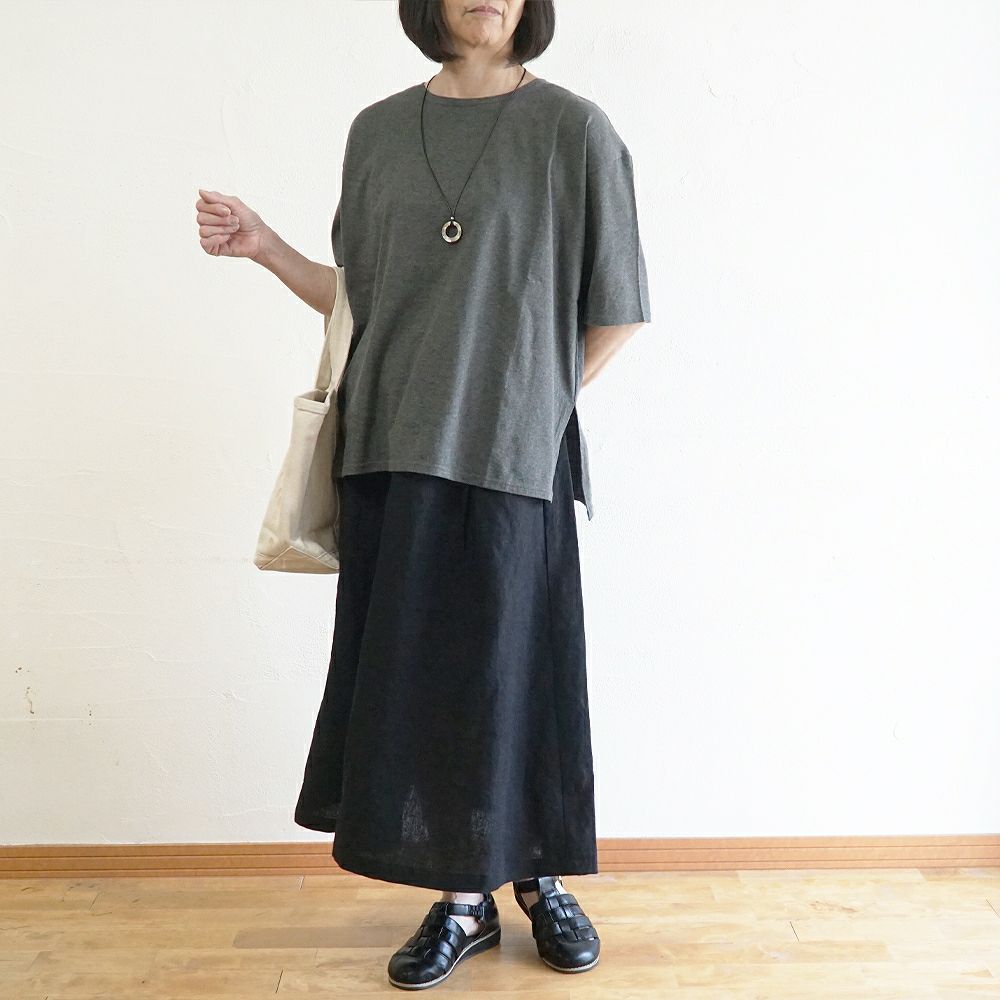 Branch m‘.,ブランチエム,ナチュラル,30代,40代,50代,60代,リネン,ゆったり,麻,skirt,スカート,リネンスカート,タックスカート,