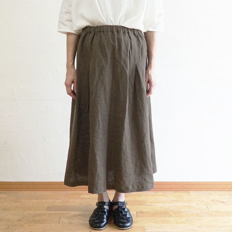 Branch m‘.,ブランチエム,ナチュラル,30代,40代,50代,60代,リネン,ゆったり,麻,skirt,スカート,リネンスカート,タックスカート,